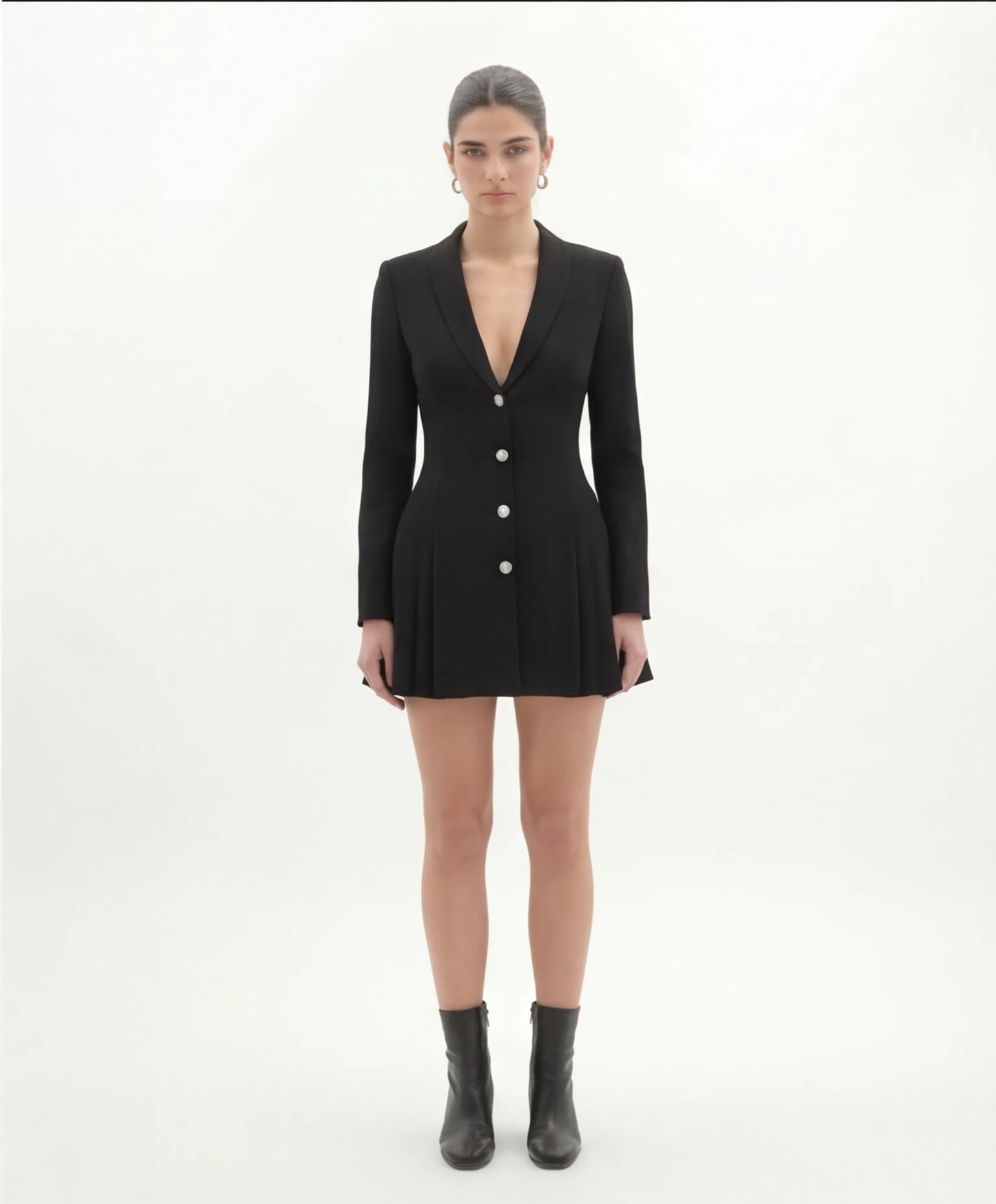 Blazer Mini Jurk | Diepe V Elegantie