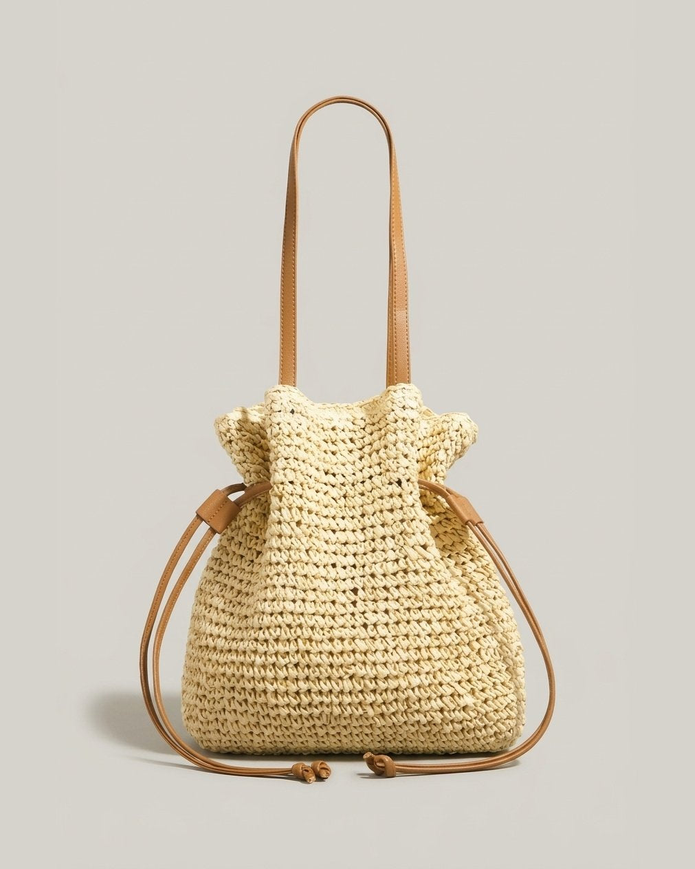 Elara™ | Geweven Bucket Tas Met Trekkoord