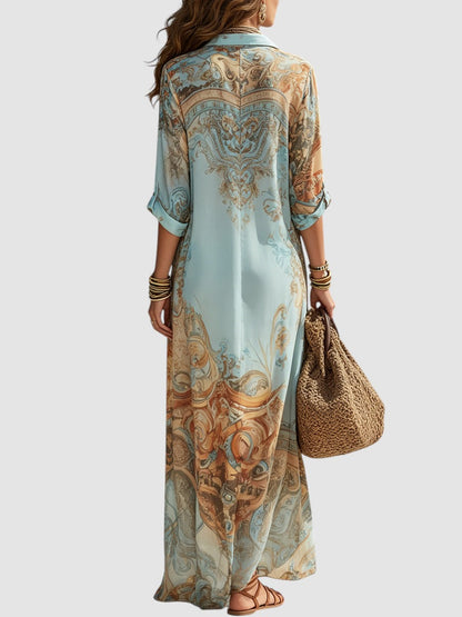 Selina™ | Mediterrane Maxi Jurk Met Luxe Print