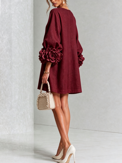 Adara™ | Elegante Mini Jurk met Bloemenknopen