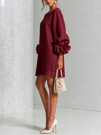 Adara™ | Elegante Mini Jurk met Bloemenknopen