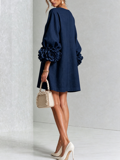 Adara™ | Elegante Mini Jurk met Bloemenknopen