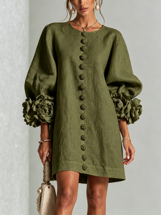Adara™ | Elegante Mini Jurk met Bloemenknopen