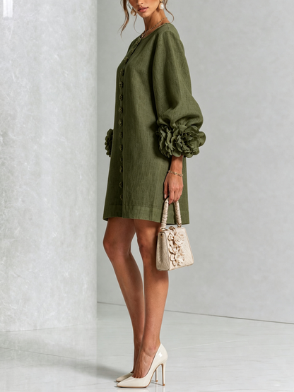 Adara™ | Elegante Mini Jurk met Bloemenknopen