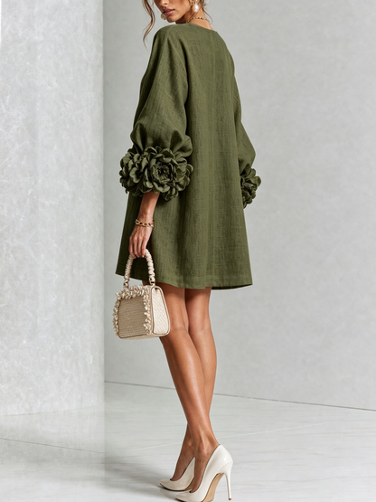 Adara™ | Elegante Mini Jurk met Bloemenknopen