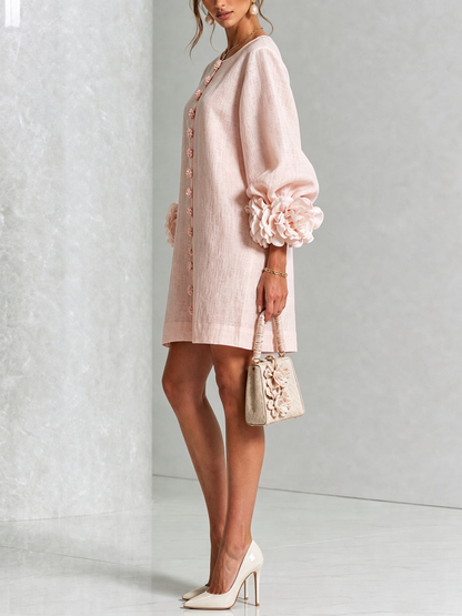 Adara™ | Elegante Mini Jurk met Bloemenknopen