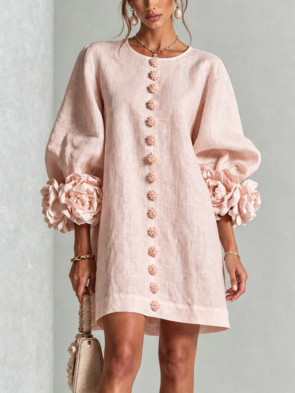 Adara™ | Elegante Mini Jurk met Bloemenknopen