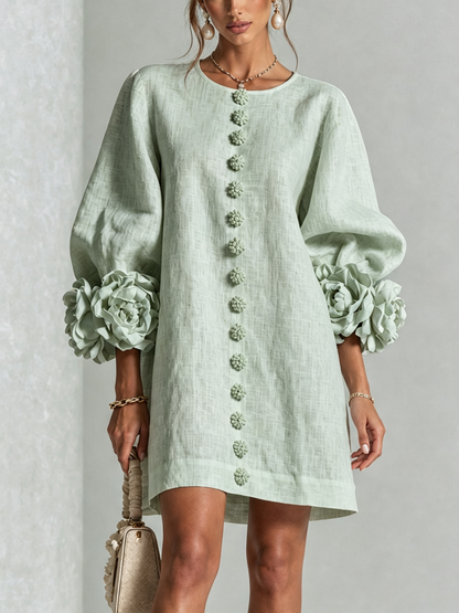Adara™ | Elegante Mini Jurk met Bloemenknopen
