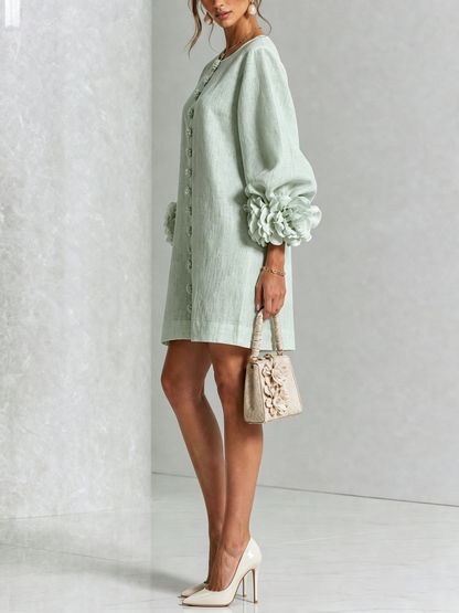 Adara™ | Elegante Mini Jurk met Bloemenknopen