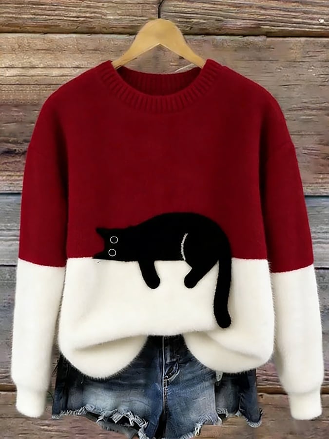 Minoux™ | Oversized Trui met Kattenprint