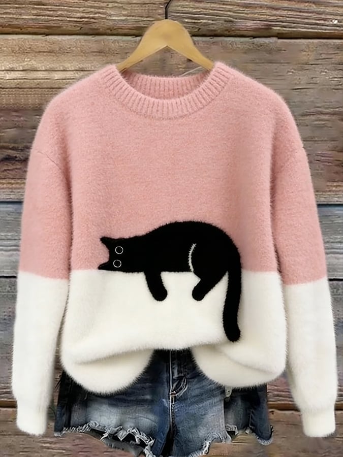 Minoux™ | Oversized Trui met Kattenprint
