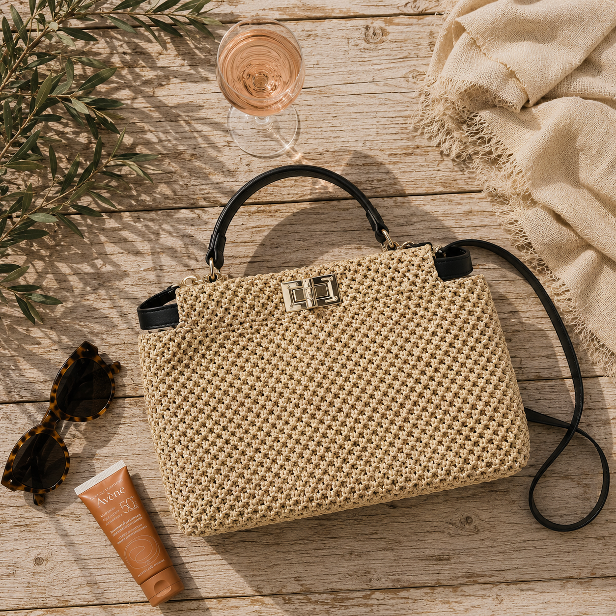 Isabelle™ | Luxe Geweven Handtas Met Schouderriem