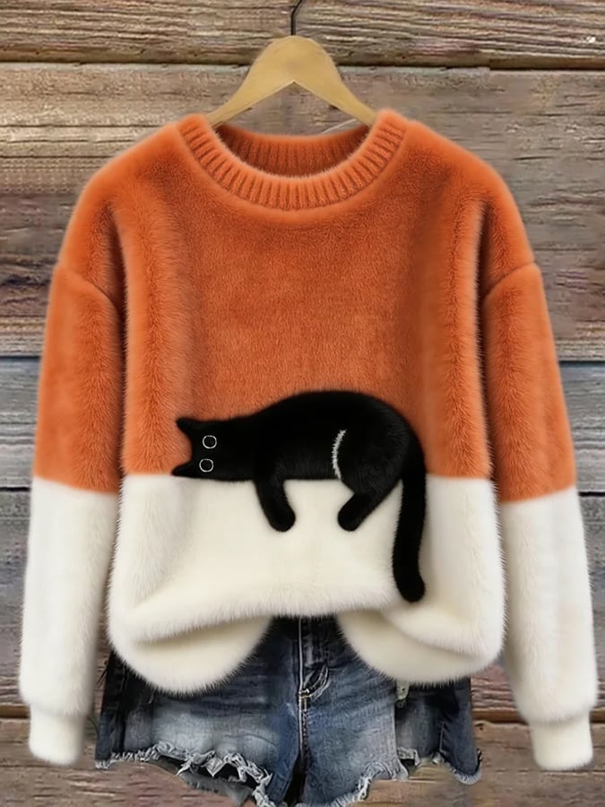 Minoux™ | Oversized Trui met Kattenprint