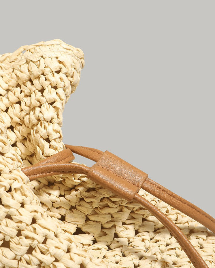 Elara™ | Geweven Bucket Tas Met Trekkoord