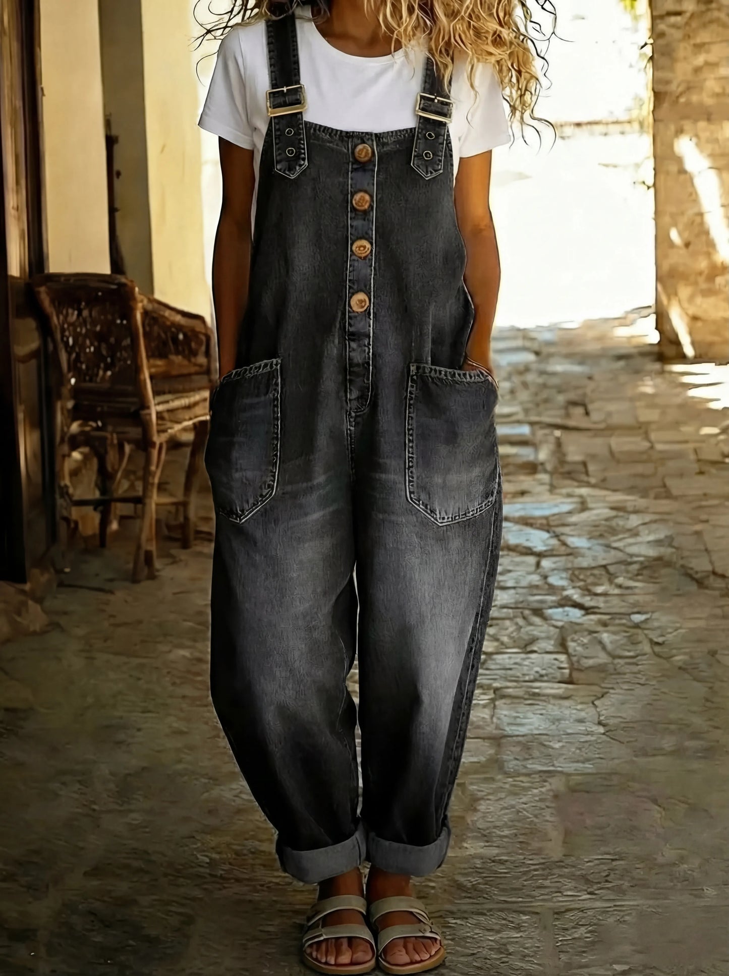 Aveline™ | Casual Denim Jumpsuit met Verstelbare Bandjes