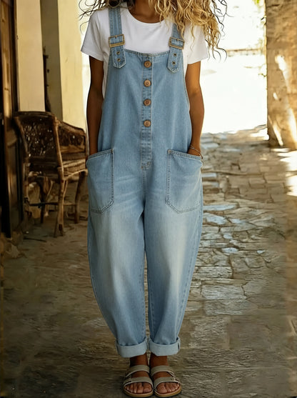 Aveline™ | Casual Denim Jumpsuit met Verstelbare Bandjes