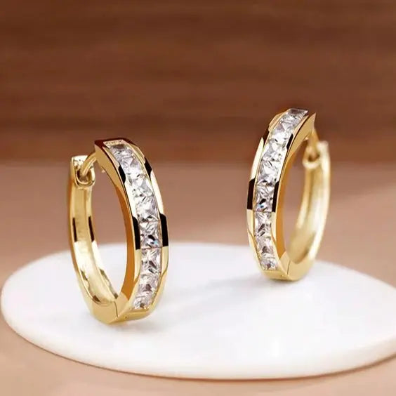 Sabine™ | Gouden Creolen met Kristal