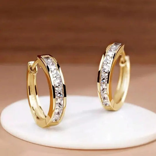 Sabine™ | Gouden Creolen met Kristal