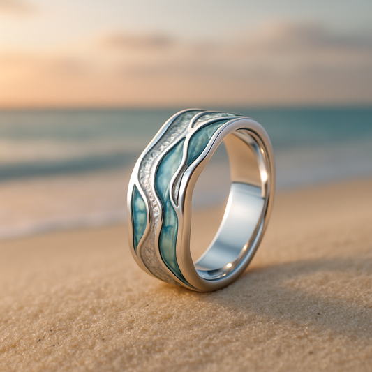 Mérovée™ | Zilveren Ring met Turquoise Golven