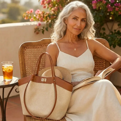 Vivienne™ | Luxe Geweven Shopper Met Elegante Details