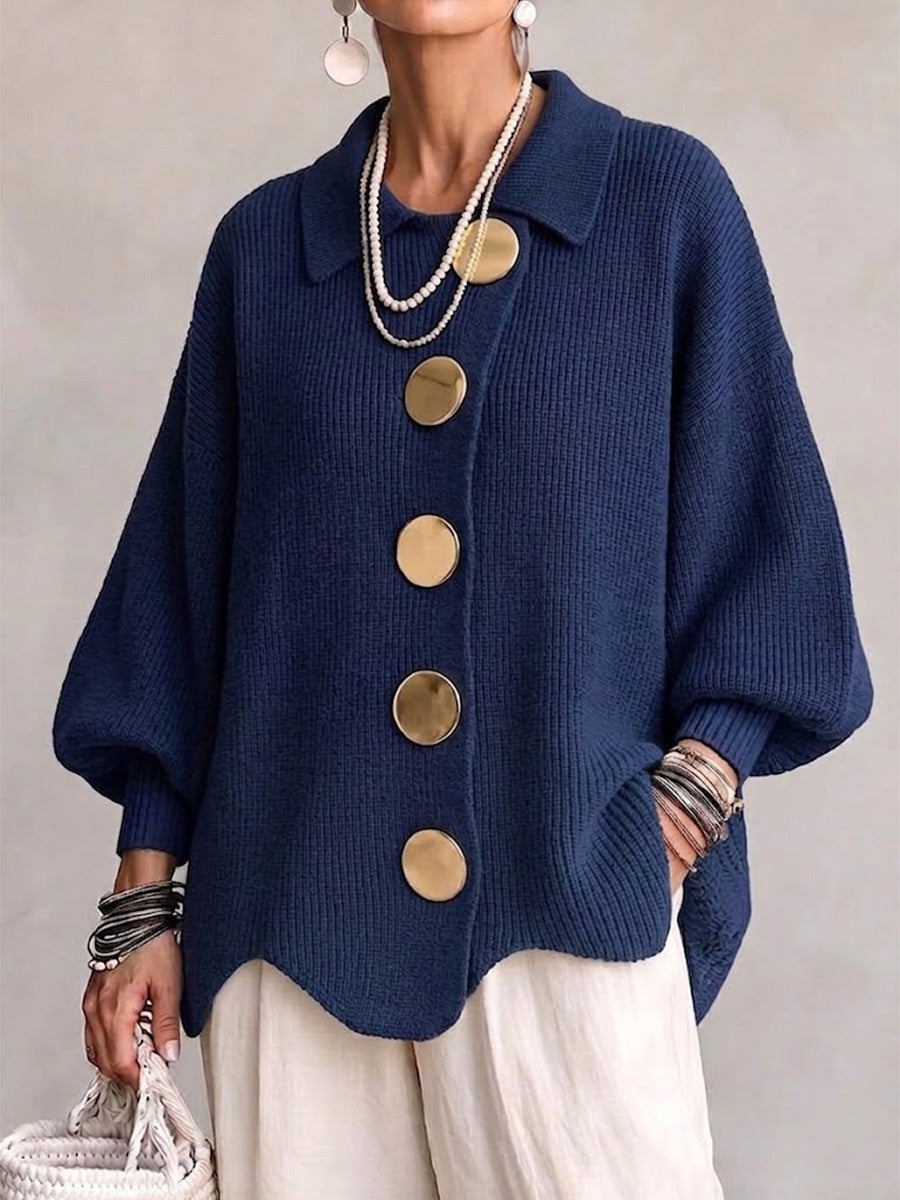Victoire™ | Oversized Vest met Grote Gouden Knopen