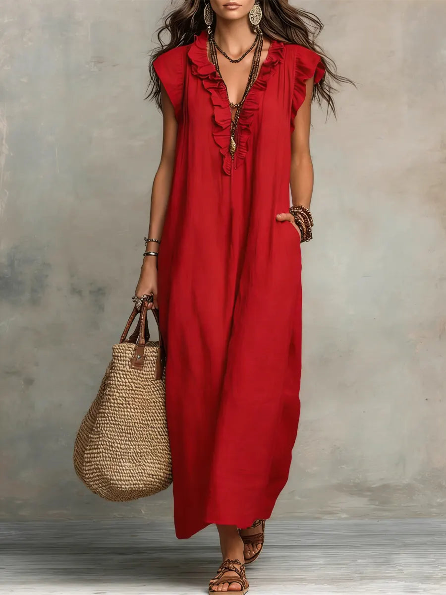 Norella™ | Boho Jurk van Linnen & Katoen