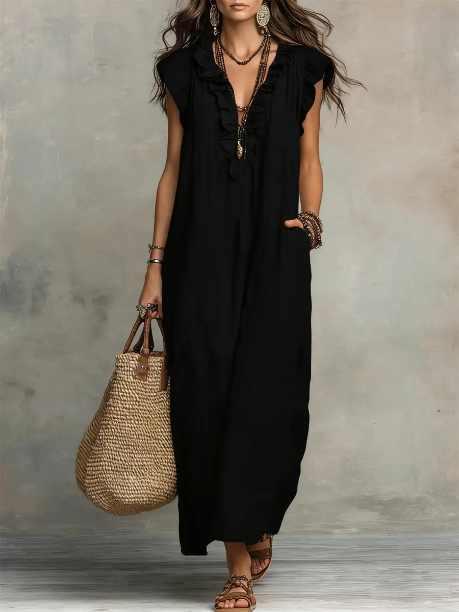 Norella™ | Boho Jurk van Linnen & Katoen