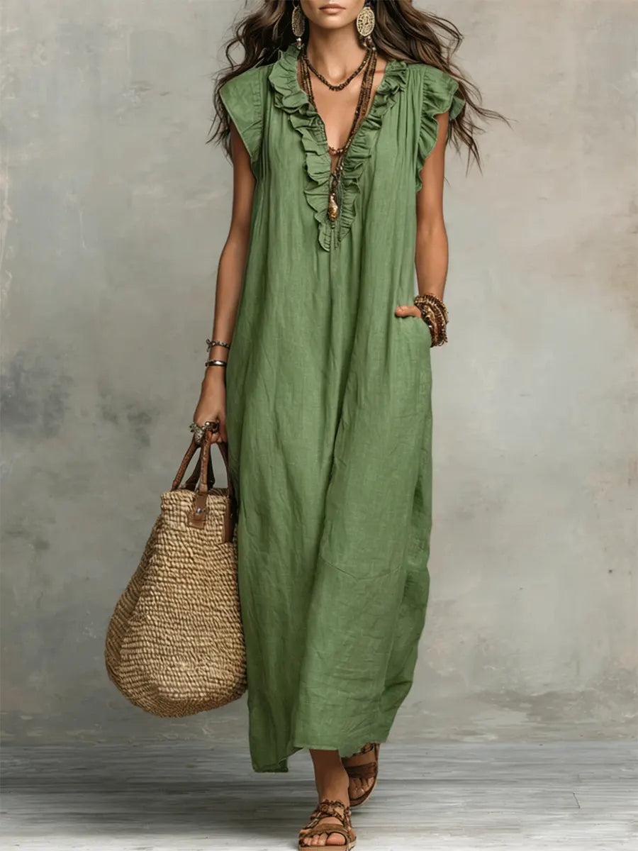 Norella™ | Boho Jurk van Linnen & Katoen