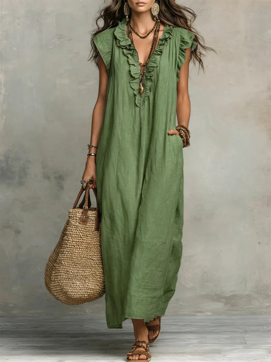 Norella™ | Boho Jurk van Linnen & Katoen