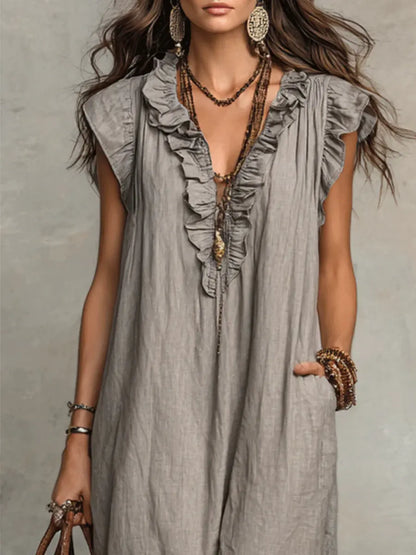 Norella™ | Boho Jurk van Linnen & Katoen