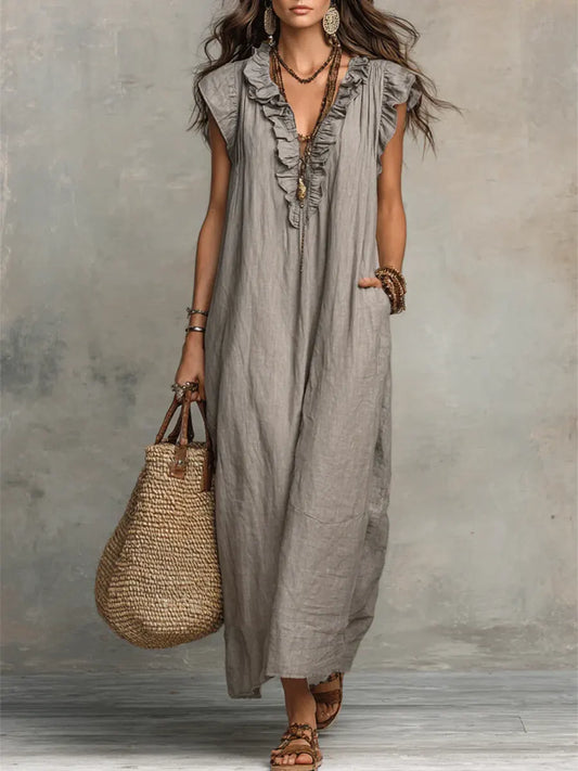 Norella™ | Boho Jurk van Linnen & Katoen