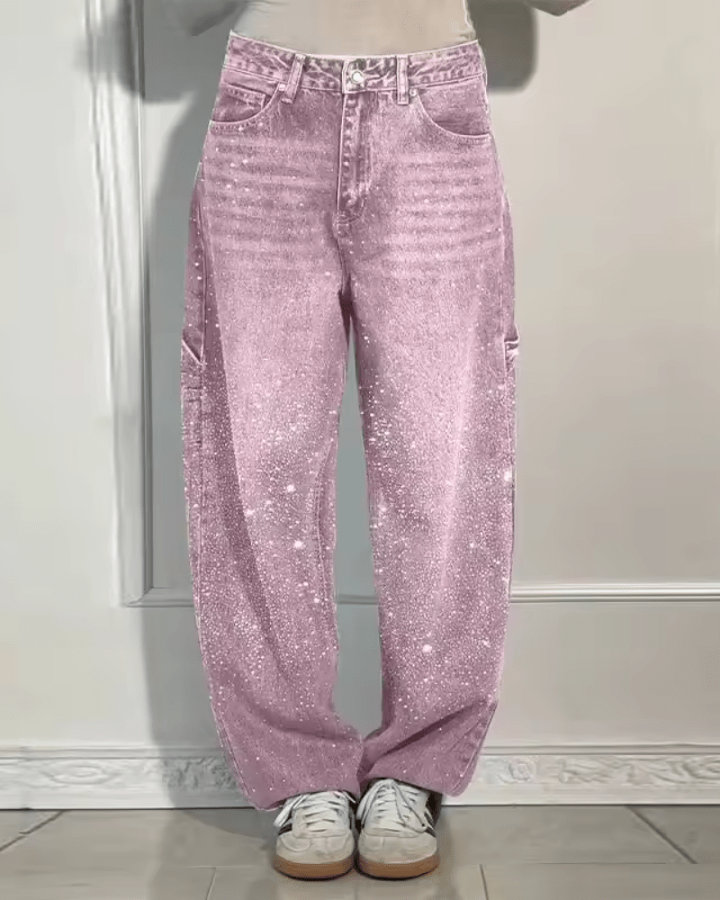 LUNA relaxed fit jeans met glitters