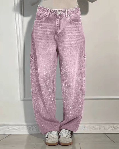 LUNA relaxed fit jeans met glitters