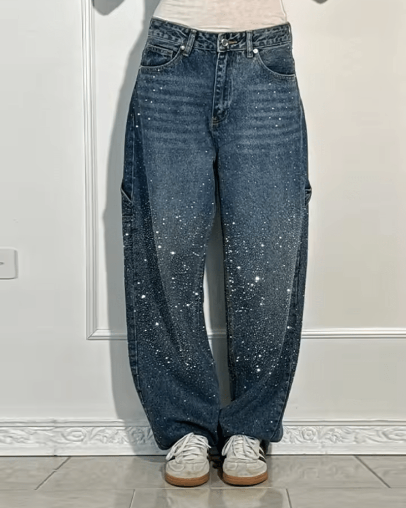LUNA relaxed fit jeans met glitters