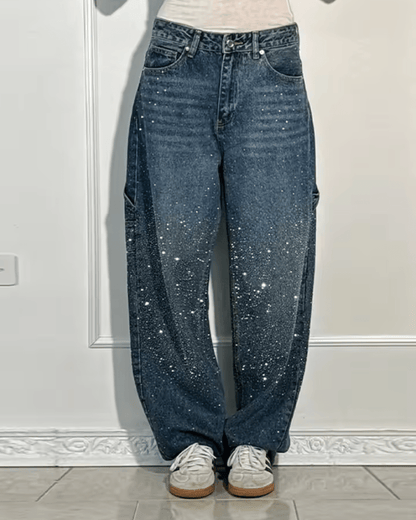 LUNA relaxed fit jeans met glitters