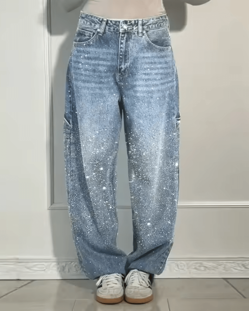 LUNA relaxed fit jeans met glitters