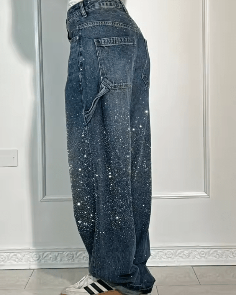 LUNA relaxed fit jeans met glitters