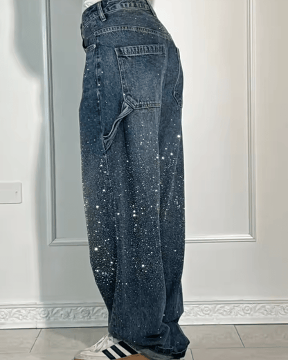 LUNA relaxed fit jeans met glitters