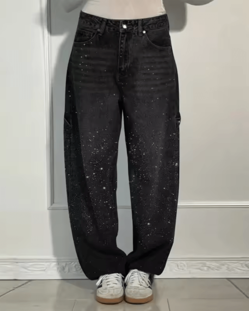 LUNA relaxed fit jeans met glitters