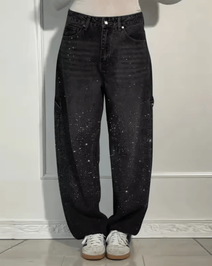 LUNA relaxed fit jeans met glitters